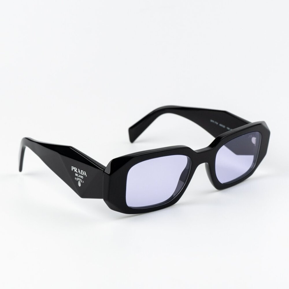 Prada PR17WS 16K40J BRAND NEW Sunglasses Black Violet Rectangle Unisex